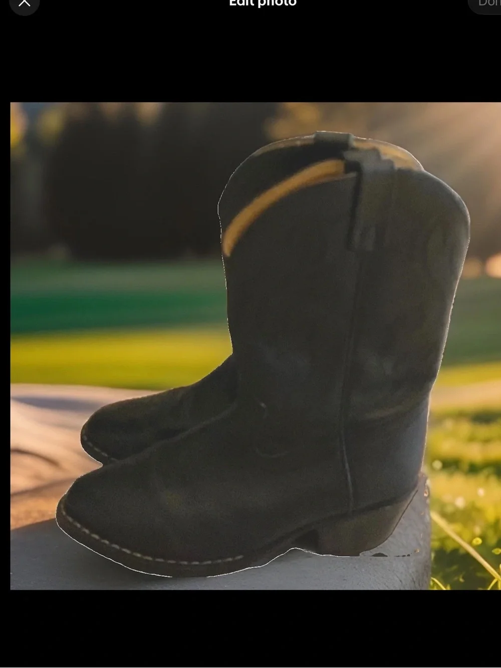 Smoky Mountain Cowboy Boots Youth Black Leather Western Unisex Sz 2
